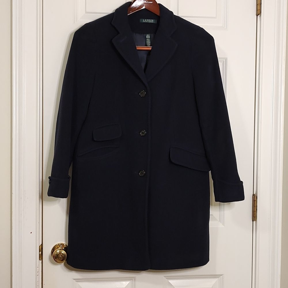Lauren Ralph Lauren Wool/Cashmere Blend Midi Coat Regal Navy